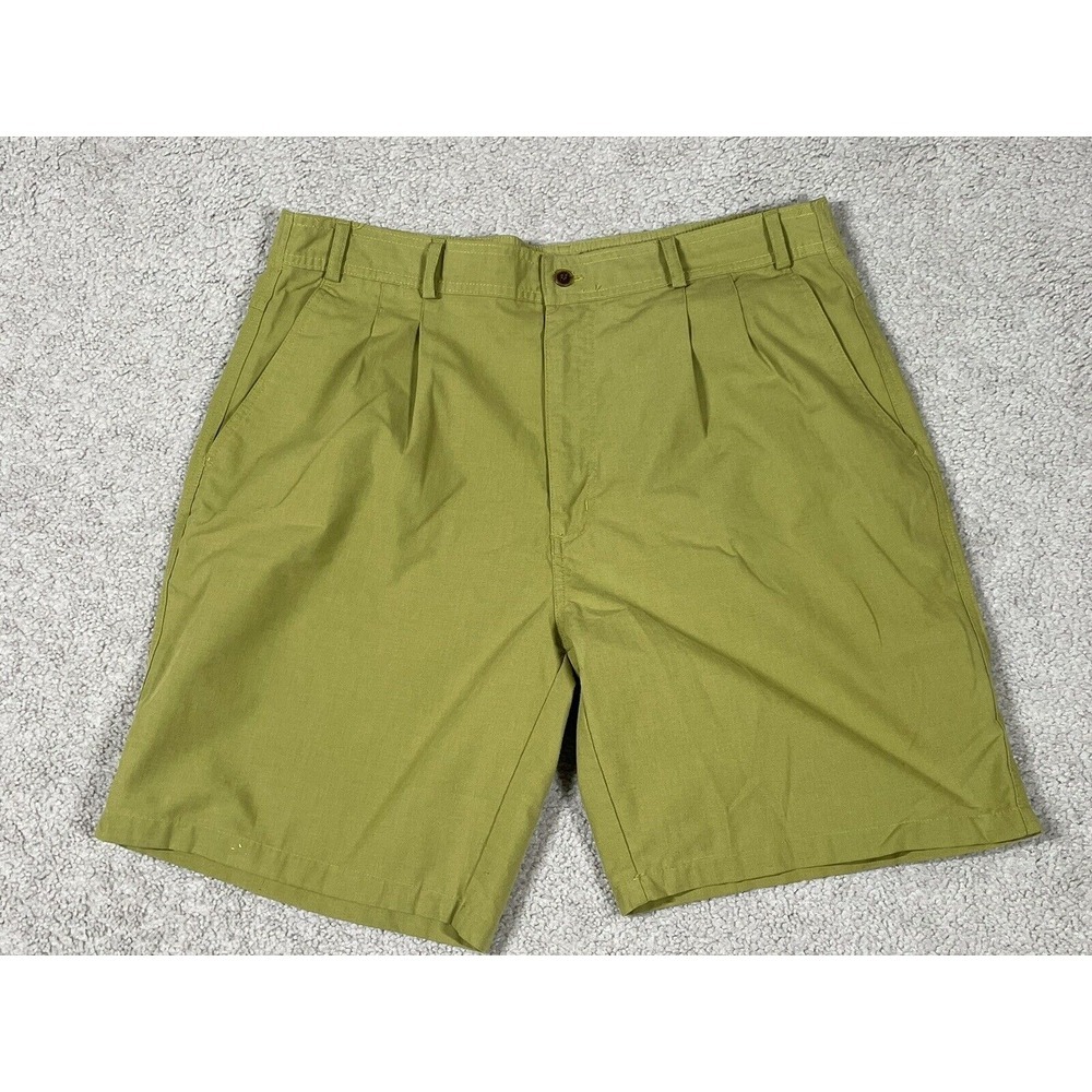 Bugle Boy Shorts Mens 36 Green‎ Pleated Front Chino Baggy Vintage